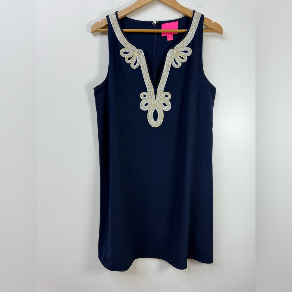 Lilly Pulitzer Cherlyn Soft Shift dress in True Navy size 8 - Picture 4 of 9